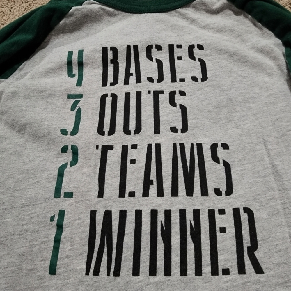 Adidas Gray with green sleeves baseball raglan 3/4 long sleeve shirt Size M - Picture 2 of 10